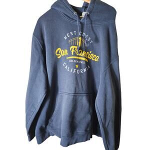 SAN FRANCISCO CA Blue Fade Heavy Travel Retro Pullover Hoodie SZ 2XL
